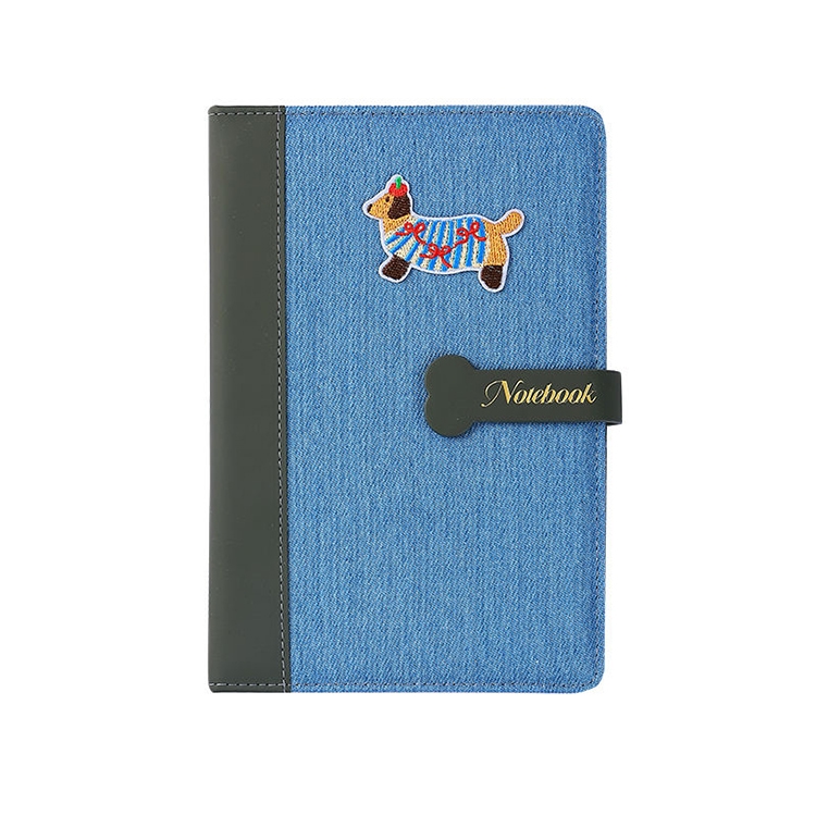 Embroidered Denim Cover Tab-Closure Notebook Printing