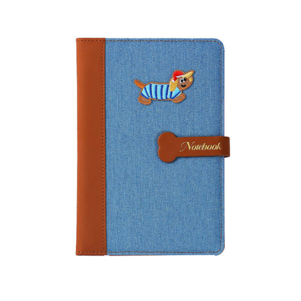 Embroidered Denim Cover Tab-Closure Notebook Printing