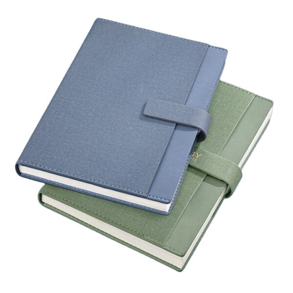 Two-Tone Fabric-Textured Strap-Closure Hardcover Notebook Printing